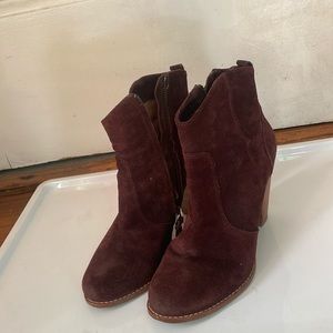 Joie Maroon suede booties.